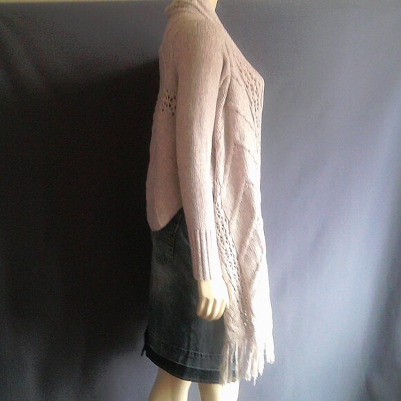 Anthropologie Angel of the North Anais Gray Hi Low Cable Wool Nylon Cardigan Sm - Picture 6 of 12